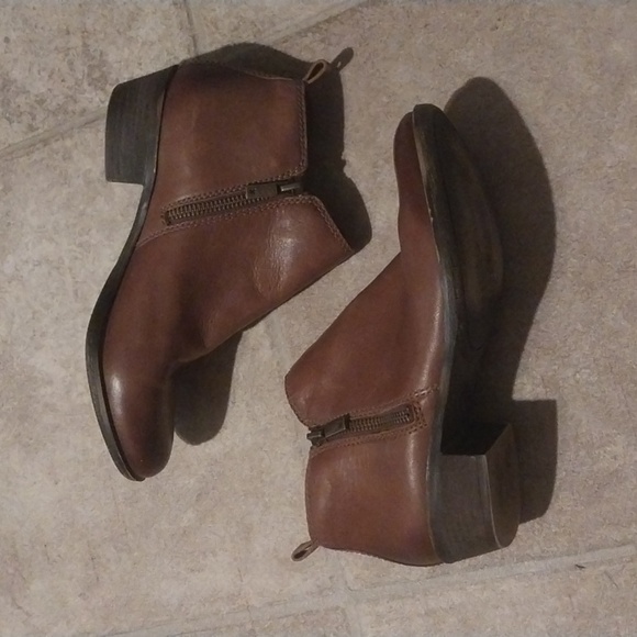 Lucky Brand Basel Leather Double Zip Bootie Women’s Size 7.5W Toffee - Picture 2 of 7